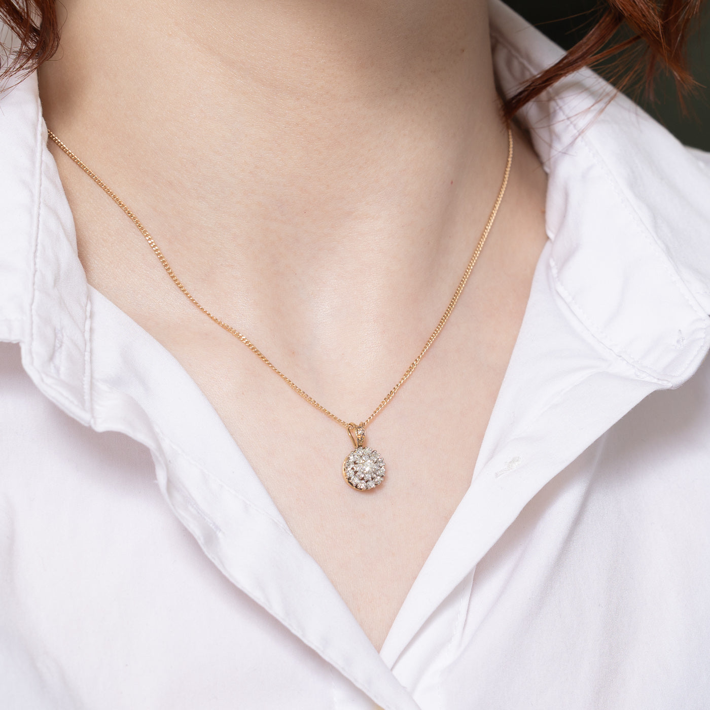 Diamond Cluster Round Pendant | 0.45ctw