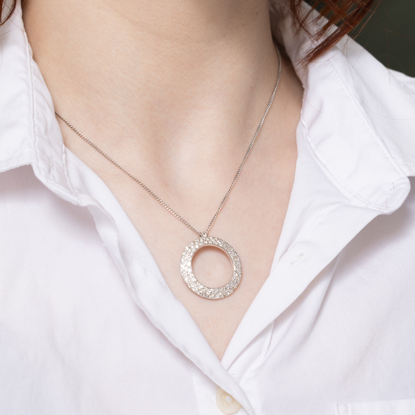 Pavé Set Diamond Circle Pendant | 1.25ctw