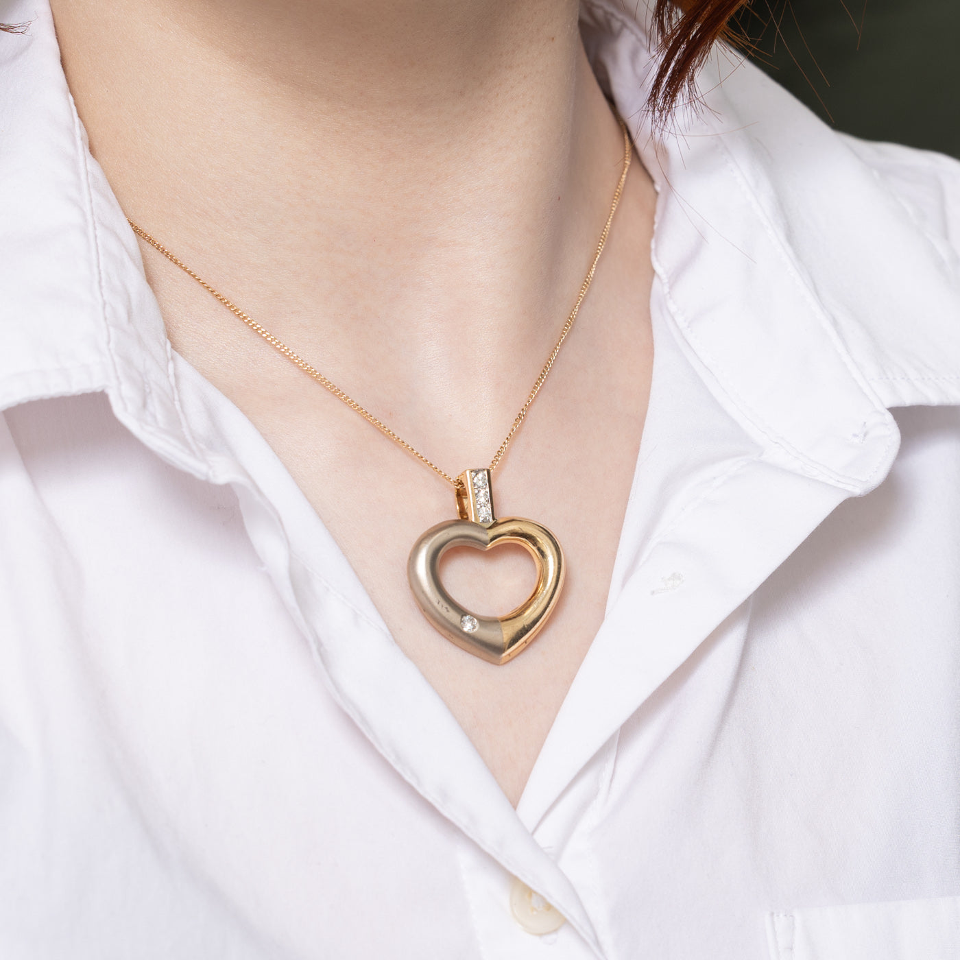 Two Tone Gold Diamond Heart Pendant | 0.26ctw