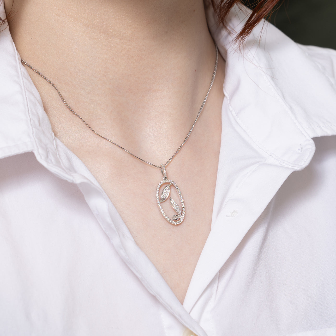 Diamond Leaf Design Pendant | 0.64ctw