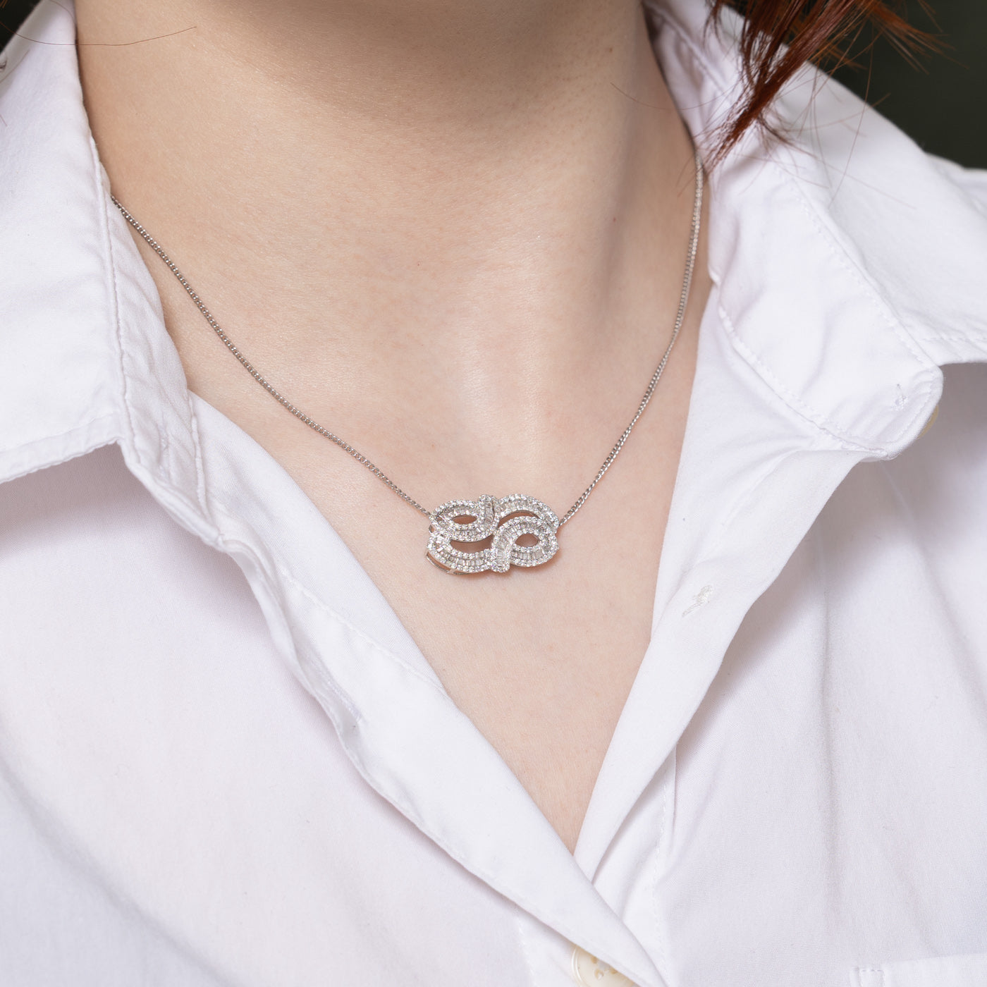 Diamond Double Cross Over Pendant | 0.85ctw