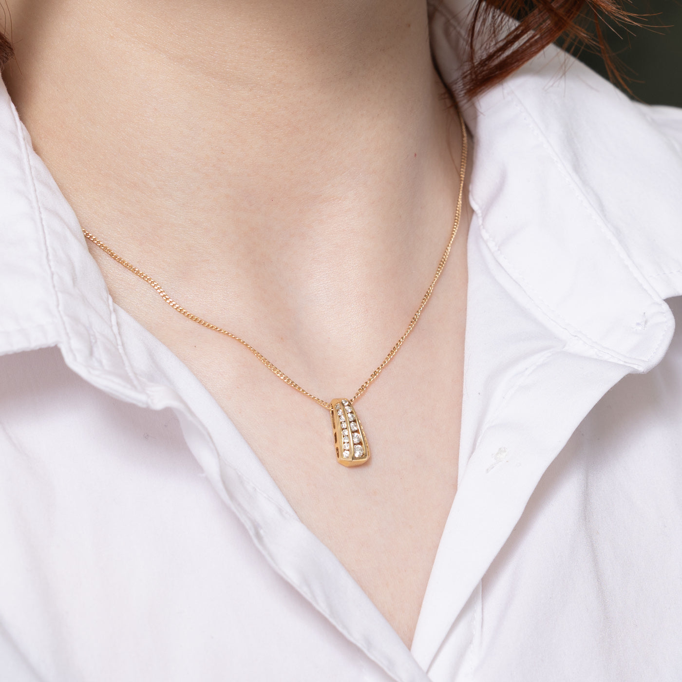 Channel Set Diamond Drop Pendant | 0.50ctw