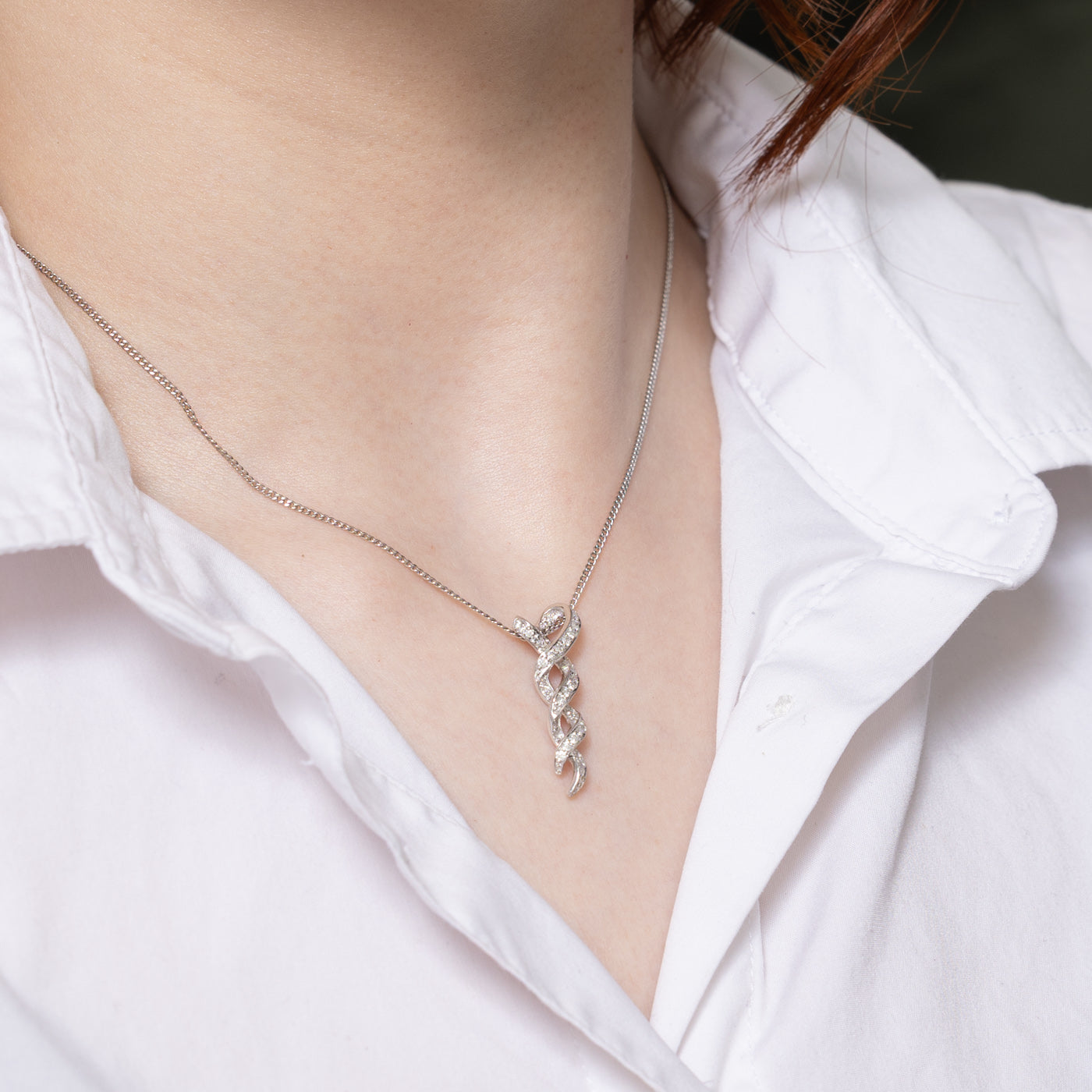 Diamond Cross Over Drop Pendant | 0.50ctw