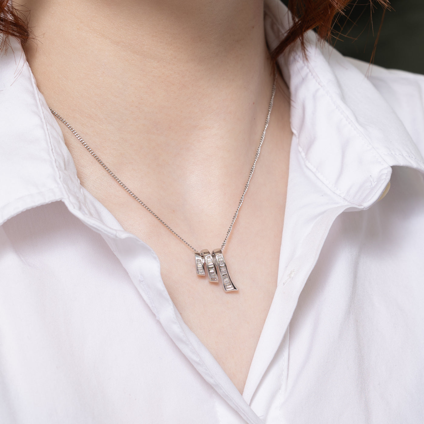 Baguette Cut Diamond Looped Pendant | 0.38ctw
