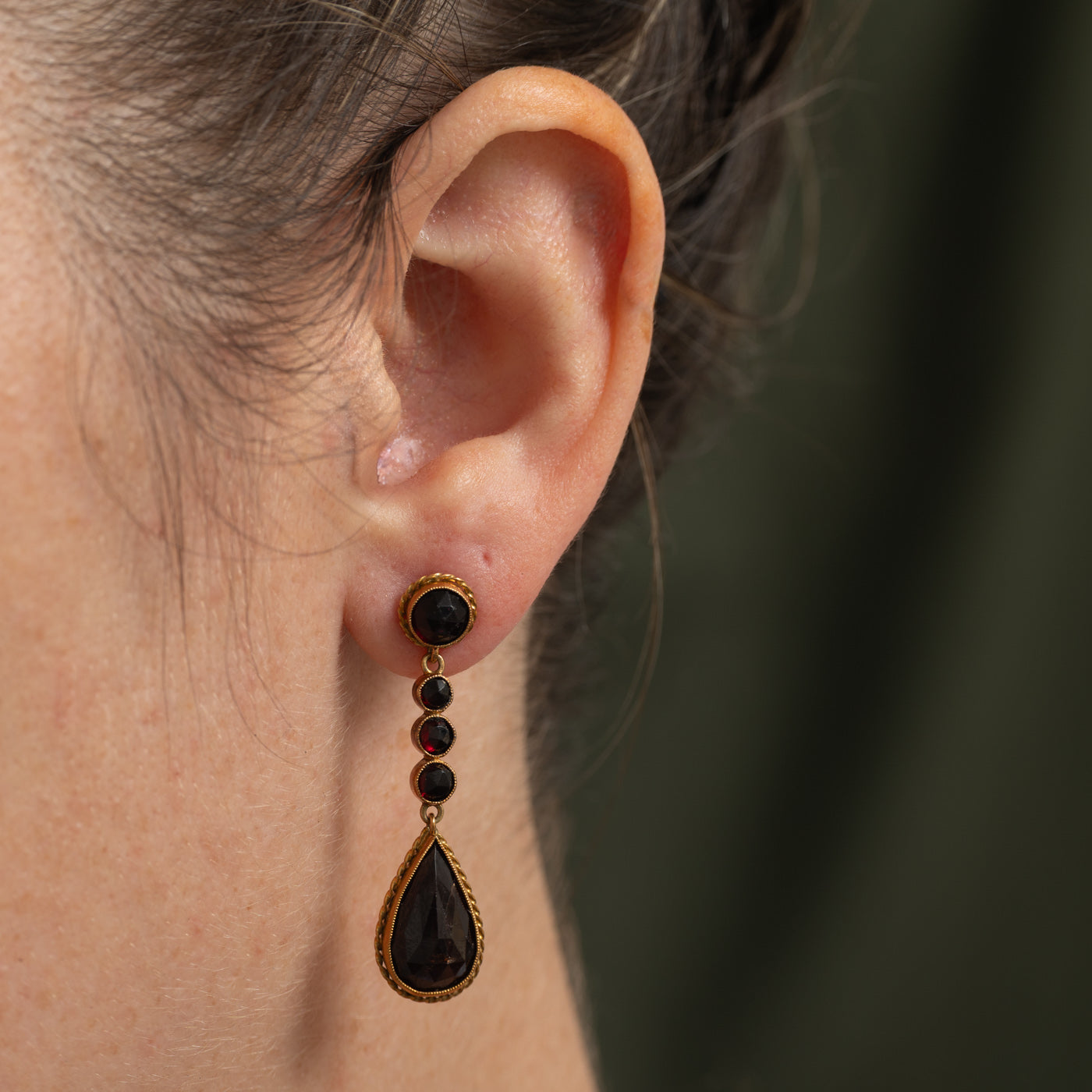 Rose Cut Garnet Rope Drop Earrings | 15.00ctw