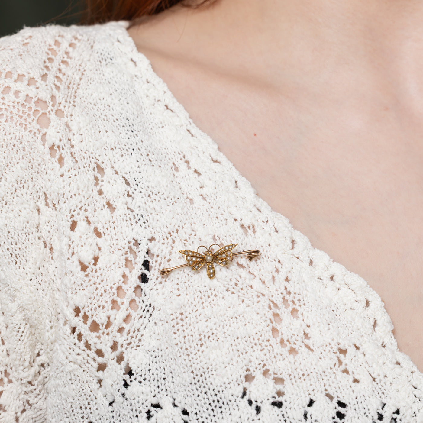 Victorian Seed Pearl Dragonfly Pin