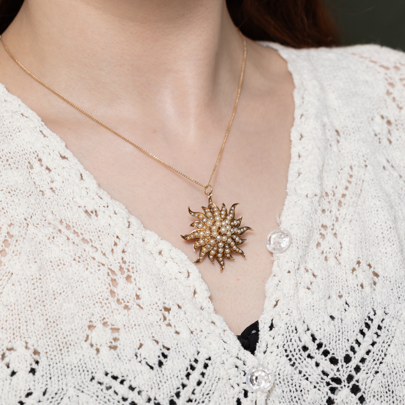 Edwardian Seed Pearl Brooch Pendant