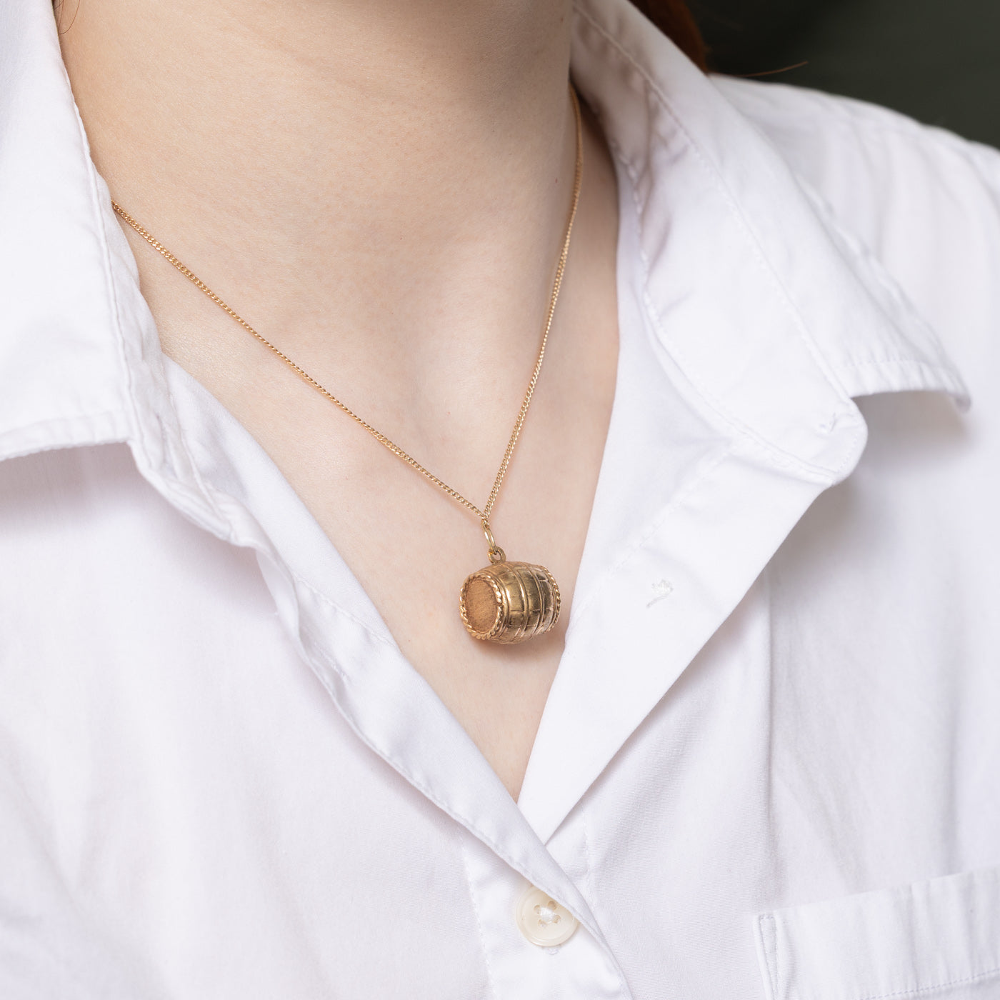 10K Yellow Gold Wooden Barrel Keg Charm