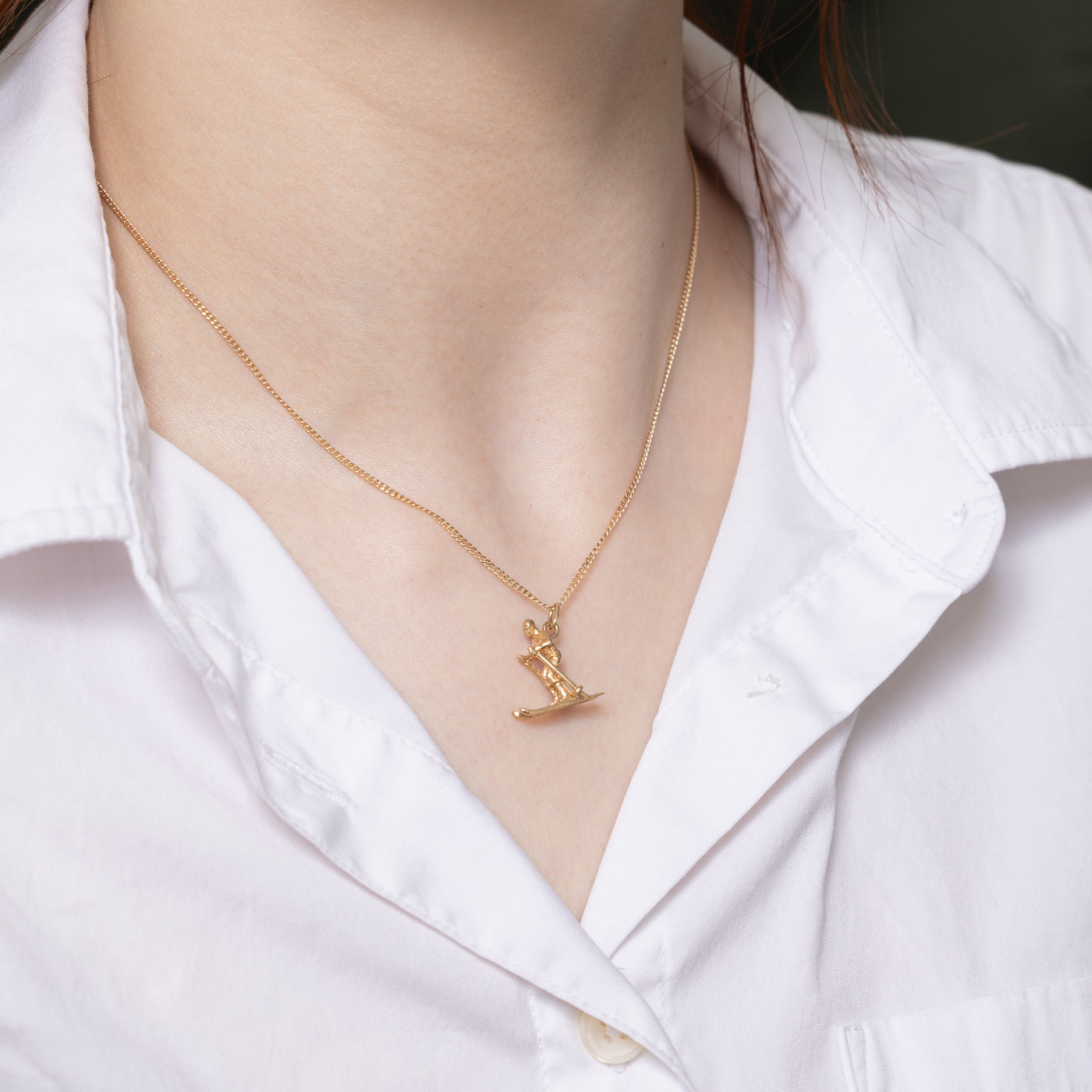 10K Yellow Gold Skiing Charm