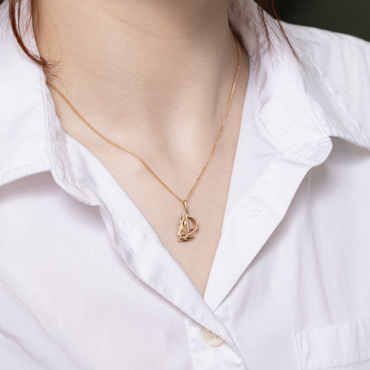 14K Yellow Gold Sailboat Charm