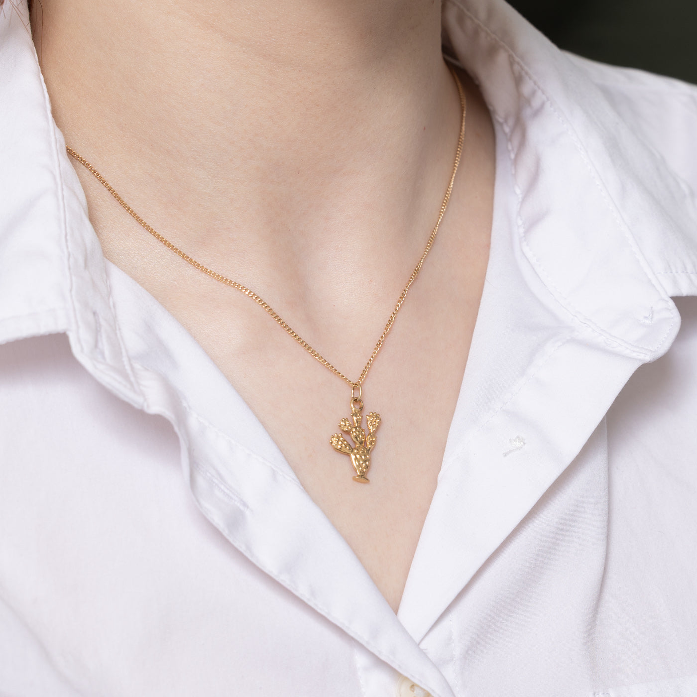 14K Yellow Gold Cactus Charm