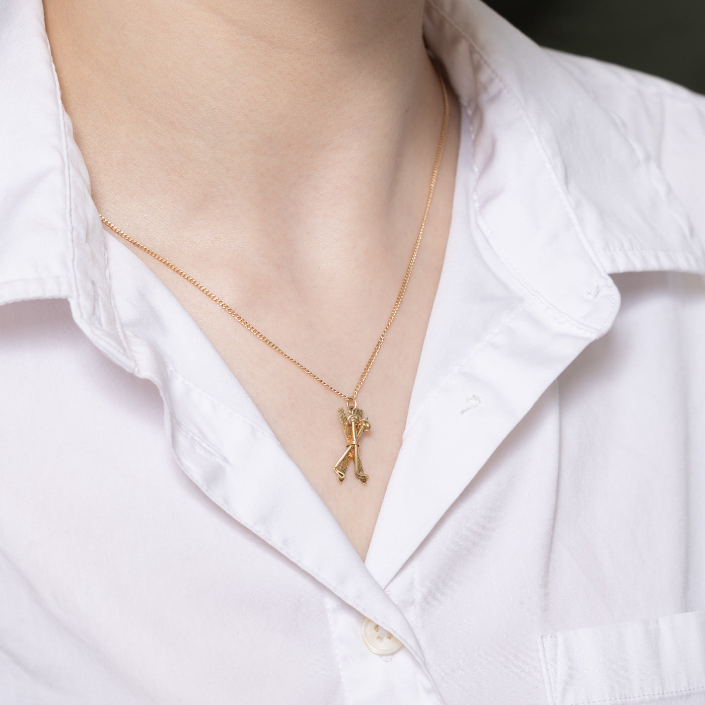 14K Yellow Gold Ski Set Charm