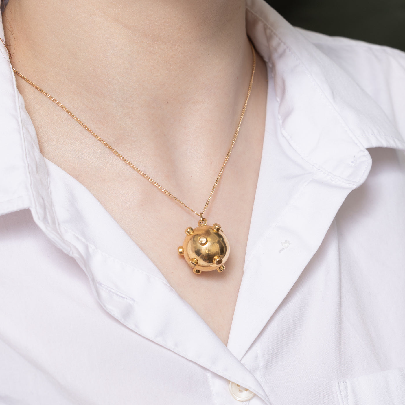 18K Yellow Gold Sea Mine Charm