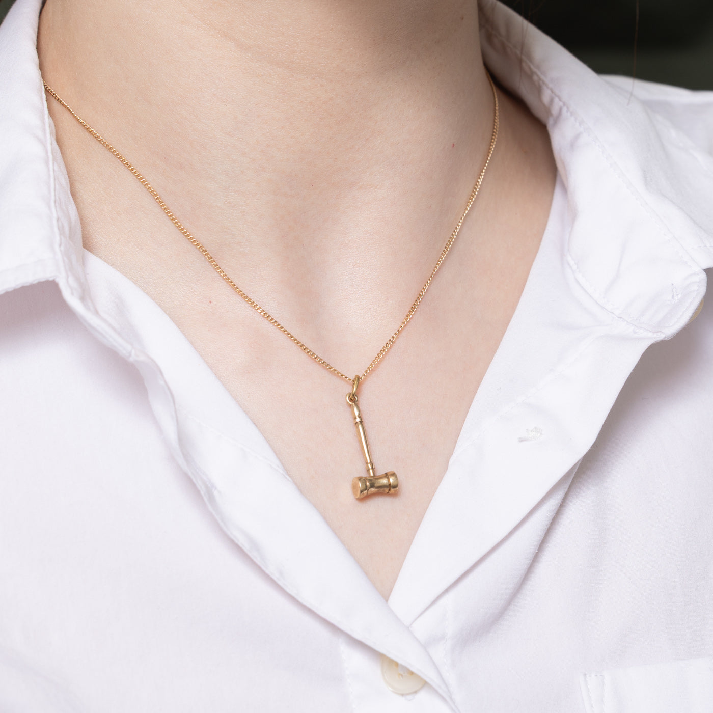 10K Yellow Gold Gavel Pendant