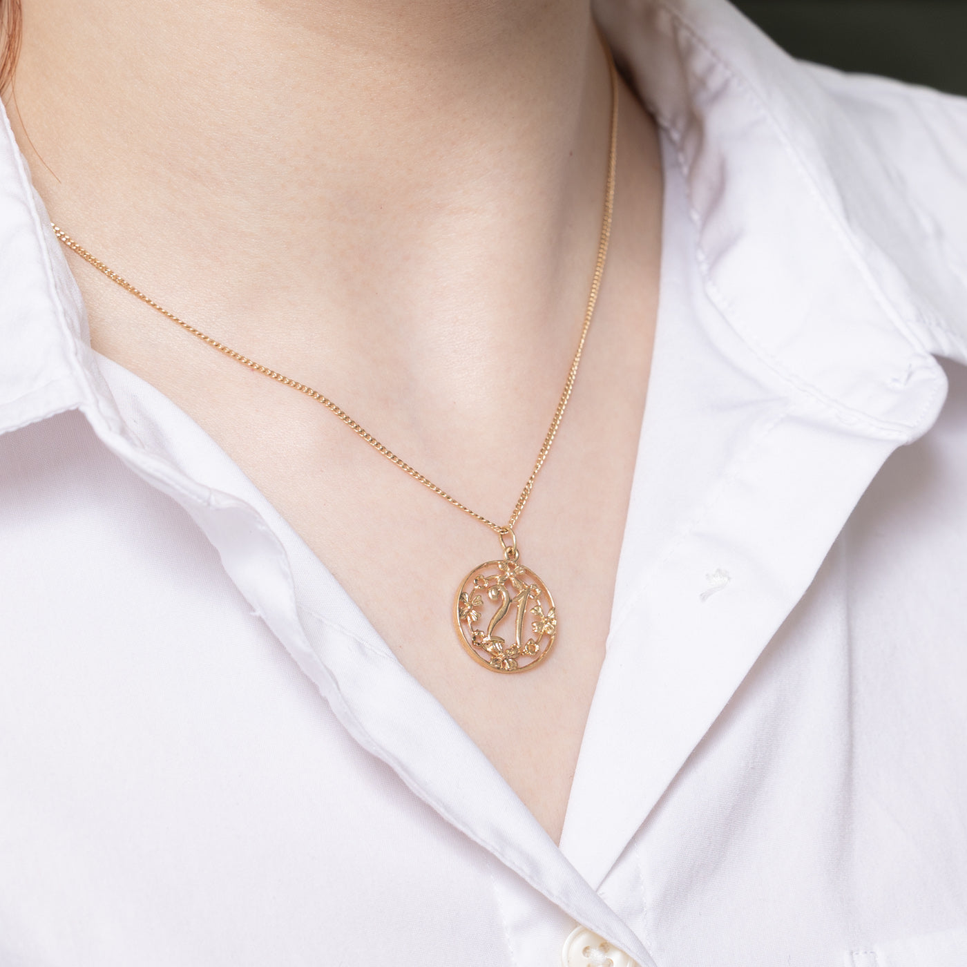 10K Yellow Gold '21' Wreath Charm