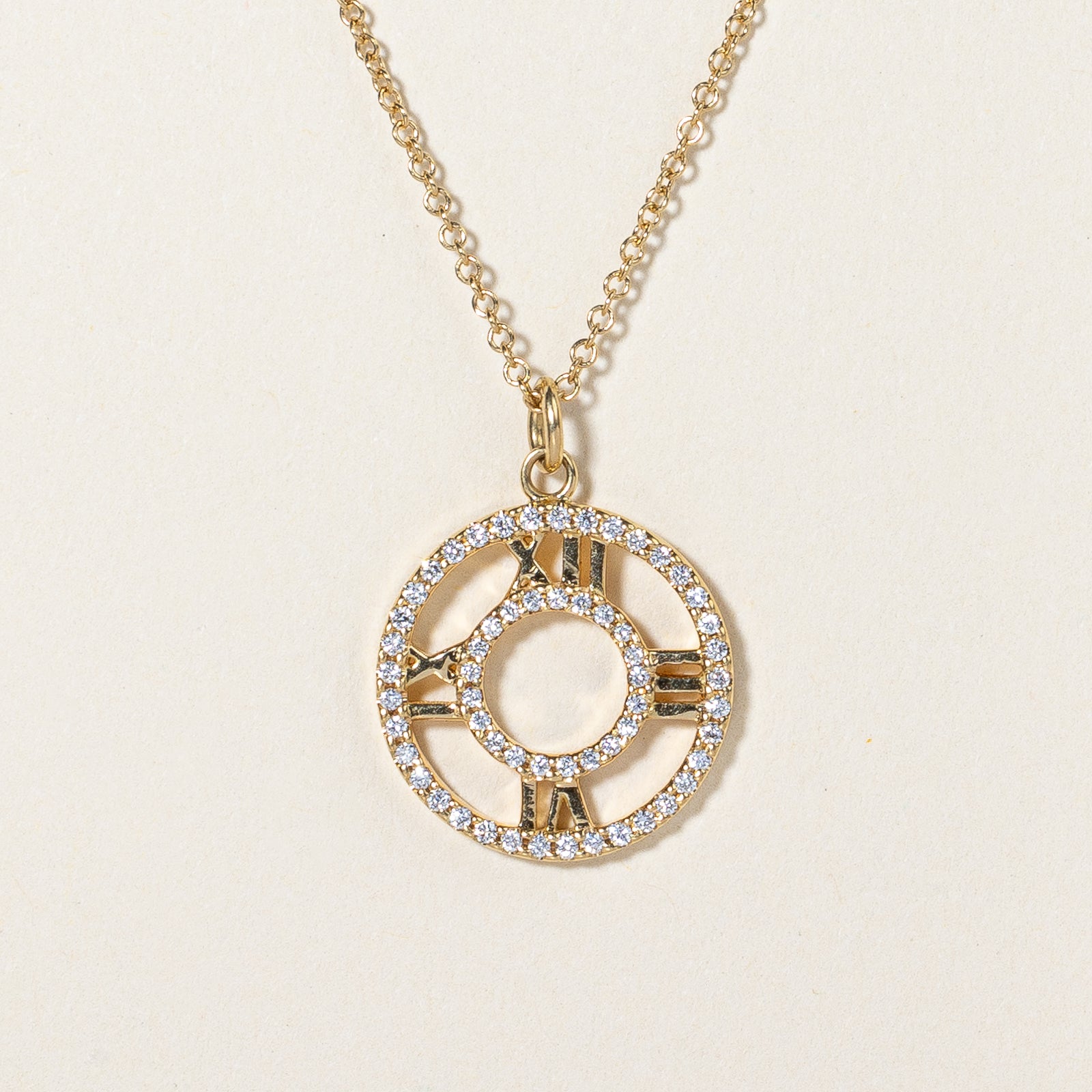 'Tiffany & Co' Diamond Atlas Pendant & 18k Necklace | 0.30ctw | 16" |