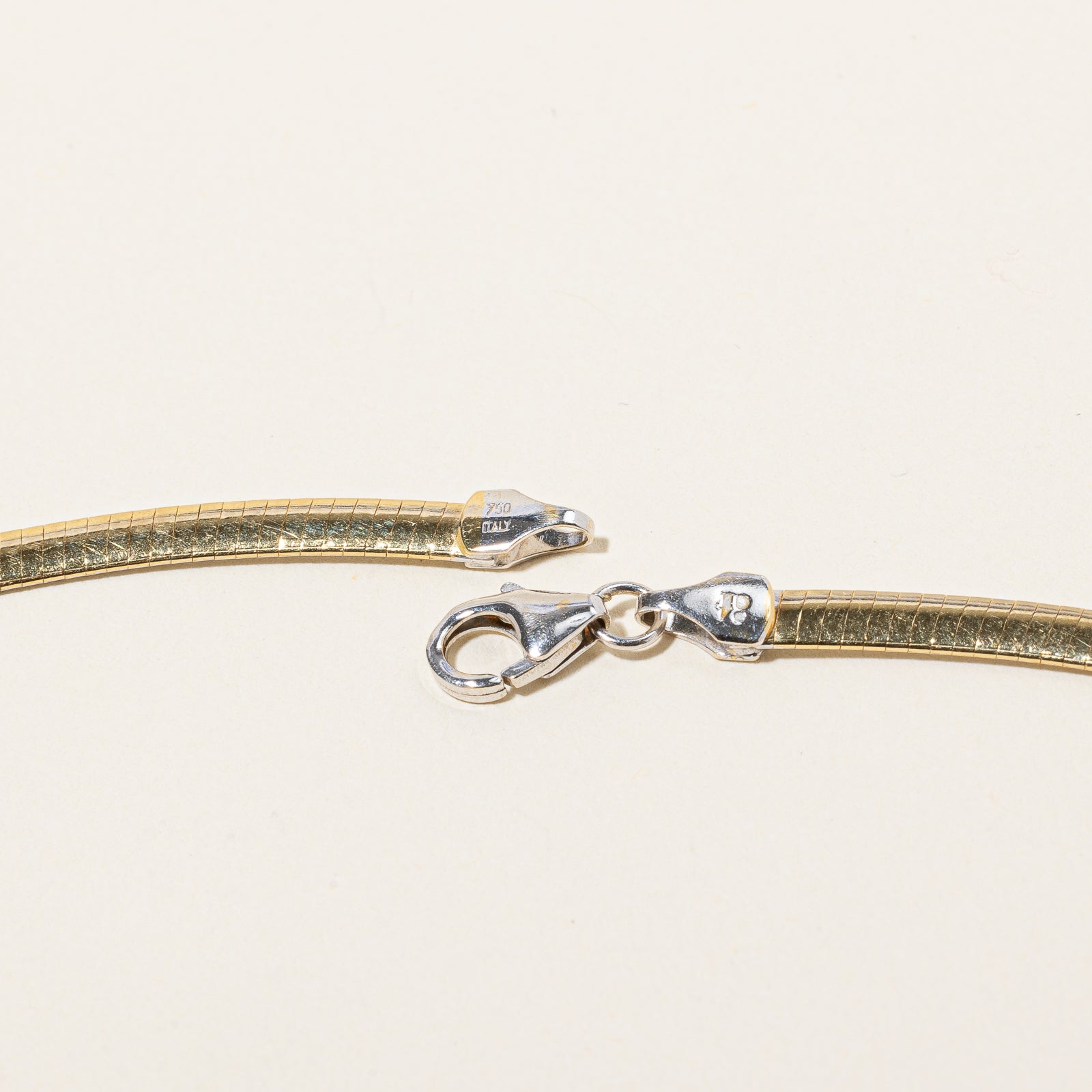 18k Two Tone Gold Reversible Herringbone Necklace | 16" |