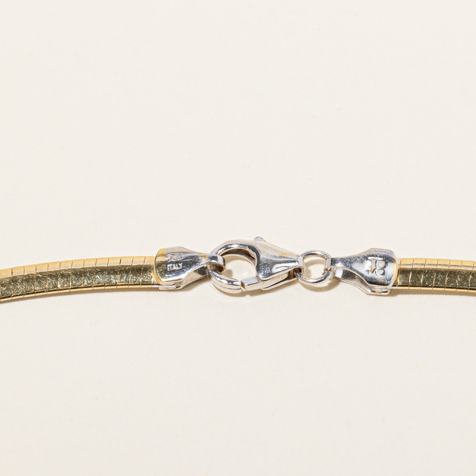 18k Two Tone Gold Reversible Herringbone Necklace | 16" |