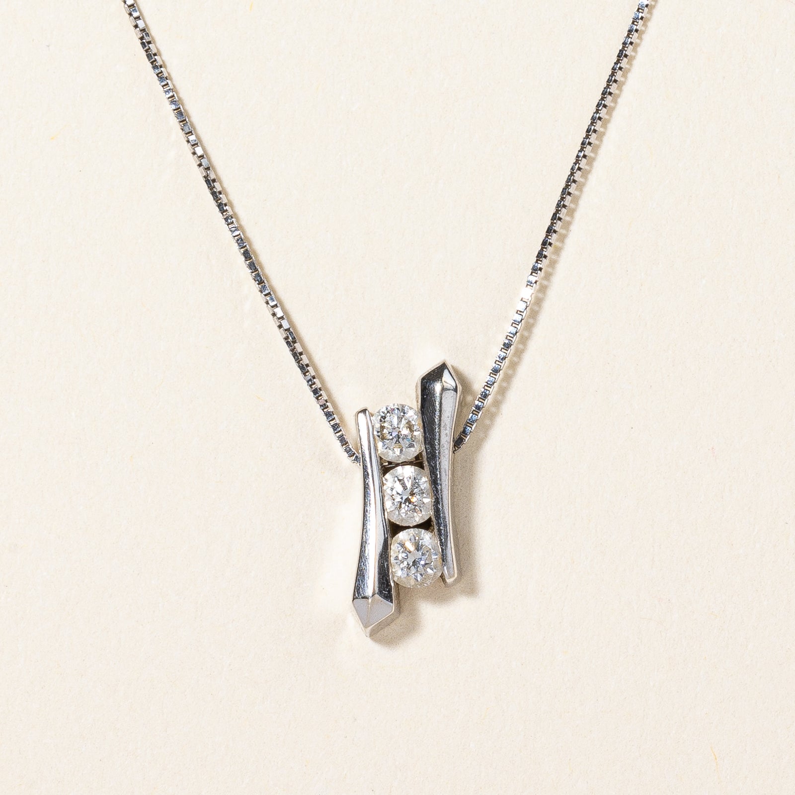 Three Stone Diamond Pendant Necklace | 0.21ctw |