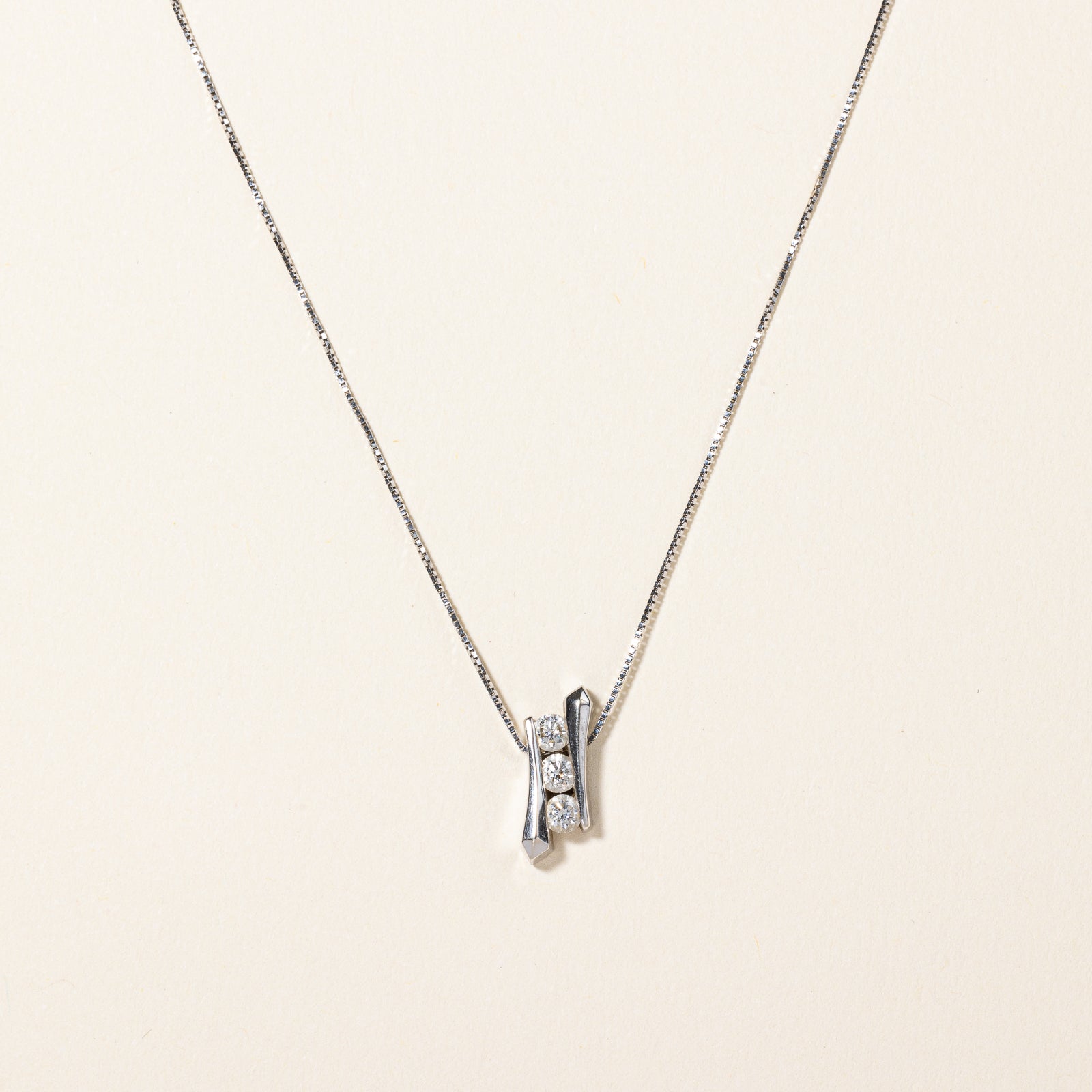 Three Stone Diamond Pendant Necklace | 0.21ctw |