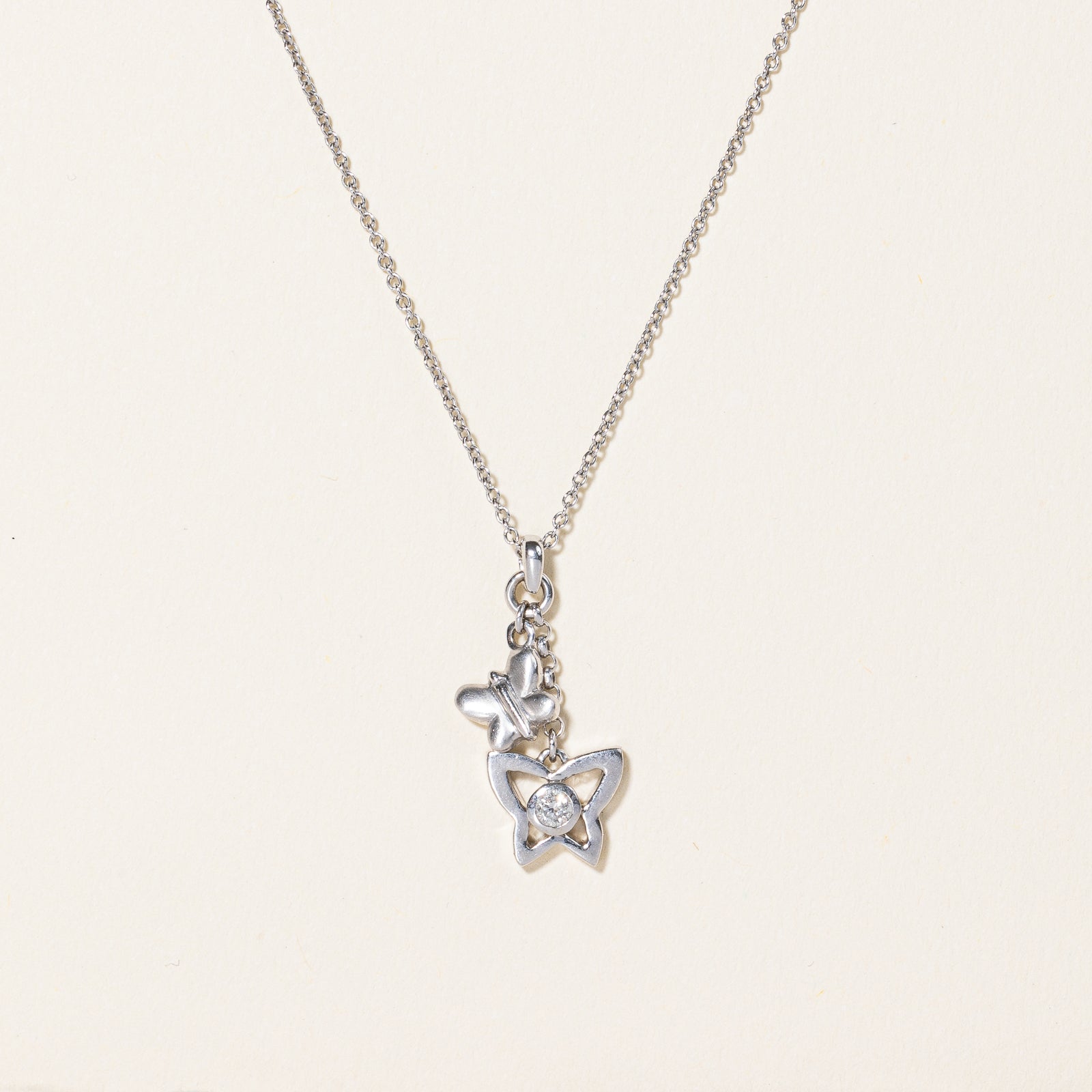 Diamond Butterfly Charm Necklace | 0.05ct | 17" |