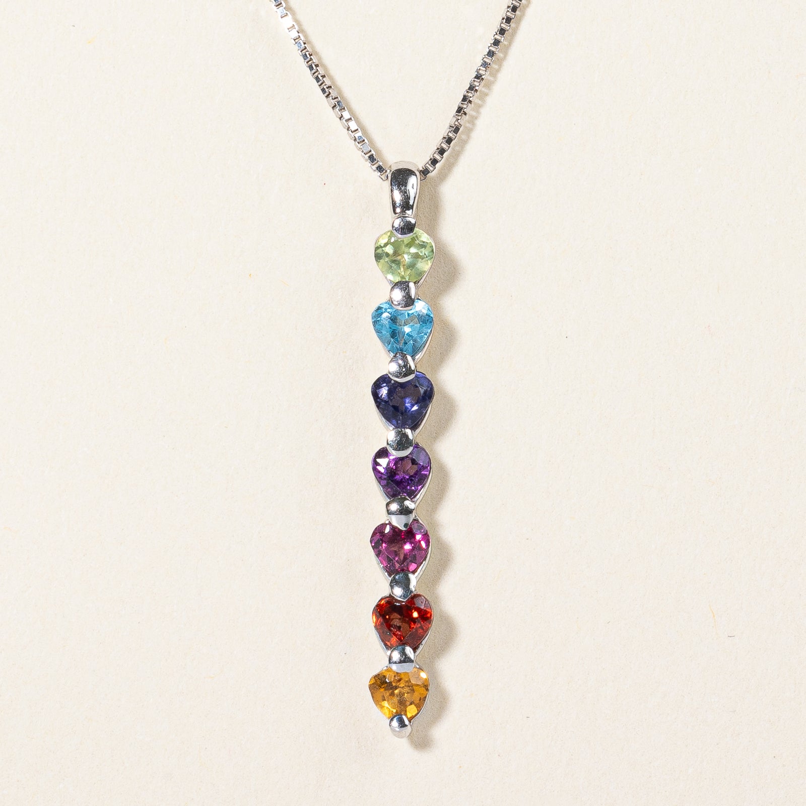 Multi Gem Rainbow Pendant & Necklace | 0.49ctw | 18" |