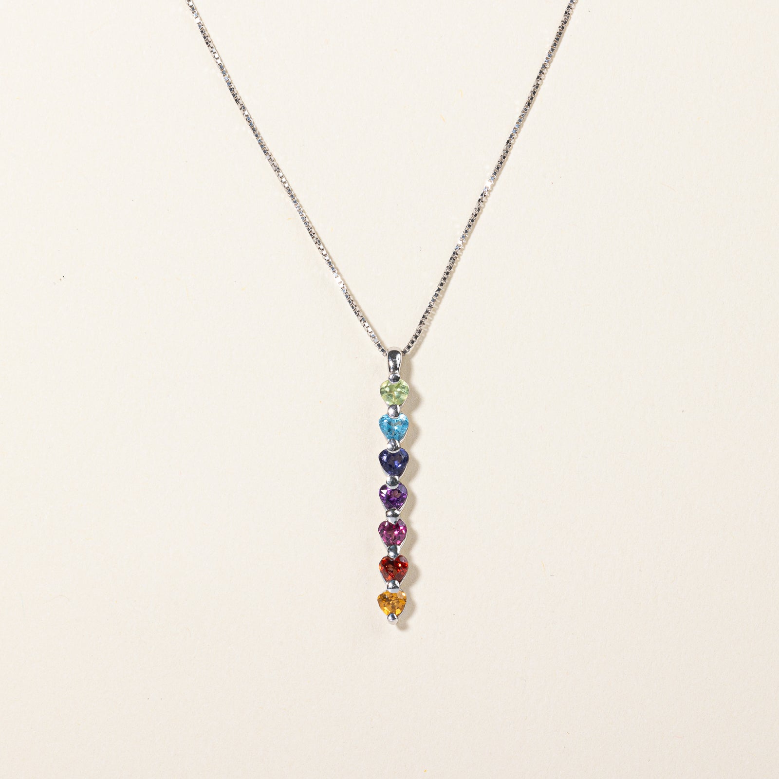 Multi Gem Rainbow Pendant & Necklace | 0.49ctw | 18" |