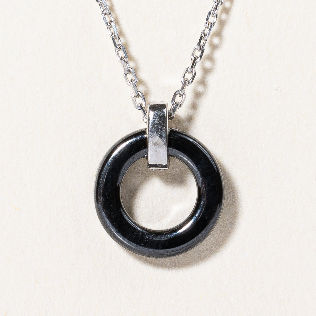 Hematite & Diamond Pendant Necklace | 1.80ct, 0.03ctw | 16" |