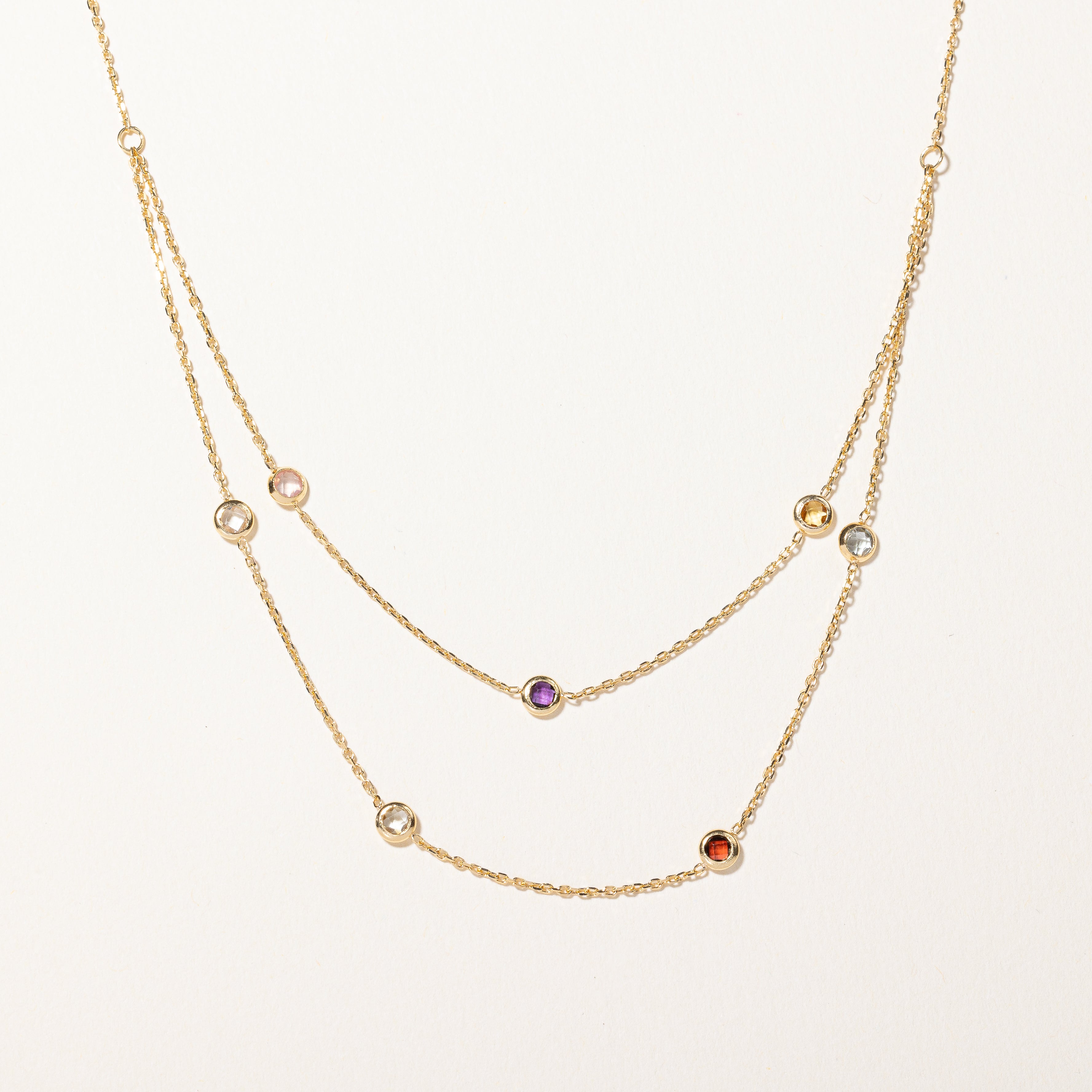 Mixed Gemstone Tiered Necklace | 0.38ctw | 18" |