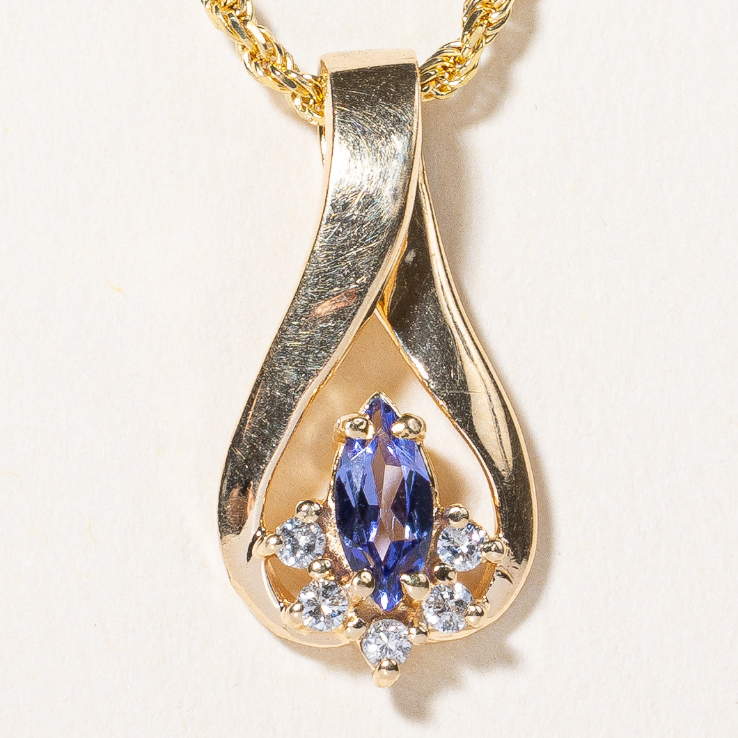 Tanzanite & Diamond Pendant Necklace | 0.40ct, 0.075ctw | 20" |