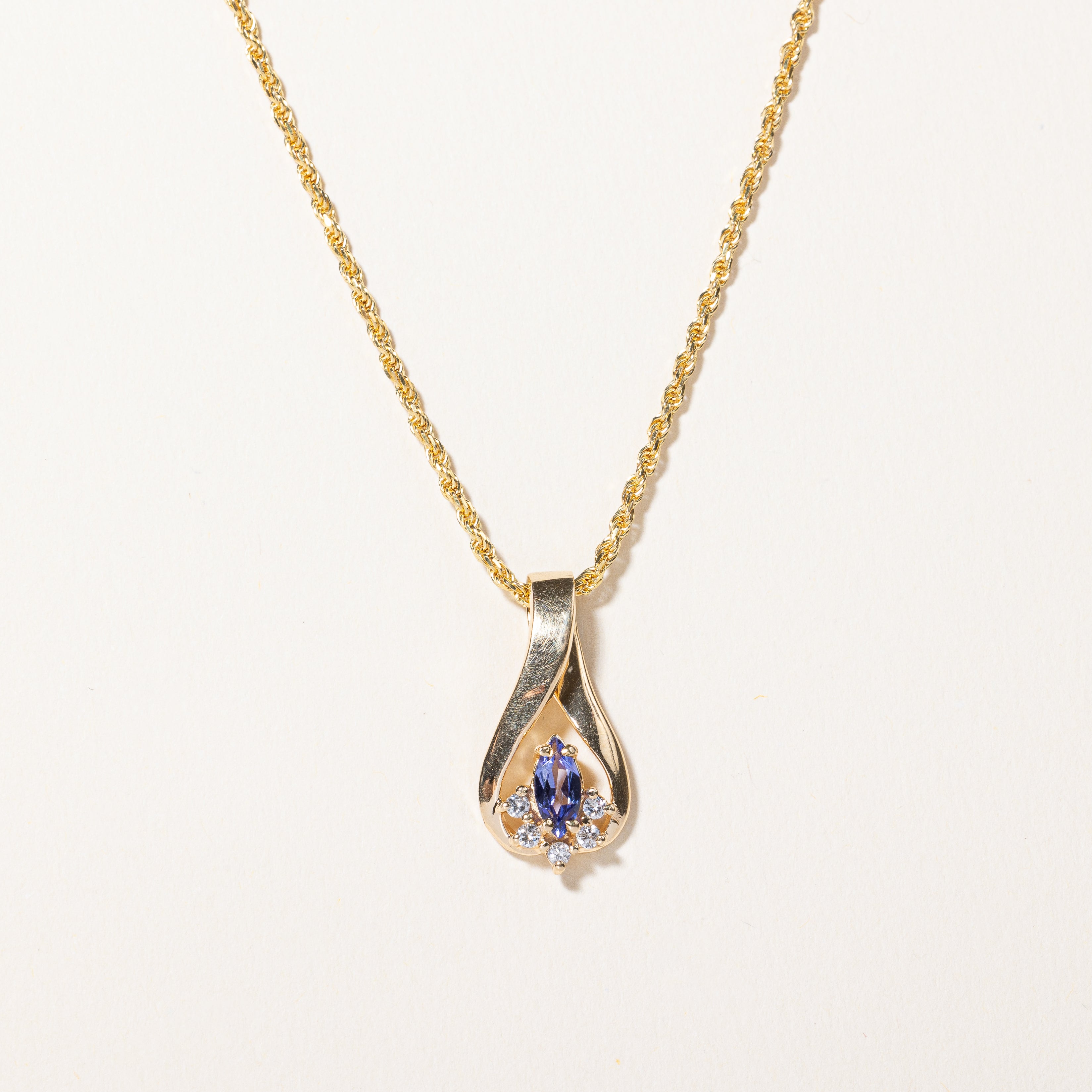 Tanzanite & Diamond Pendant Necklace | 0.40ct, 0.075ctw | 20" |