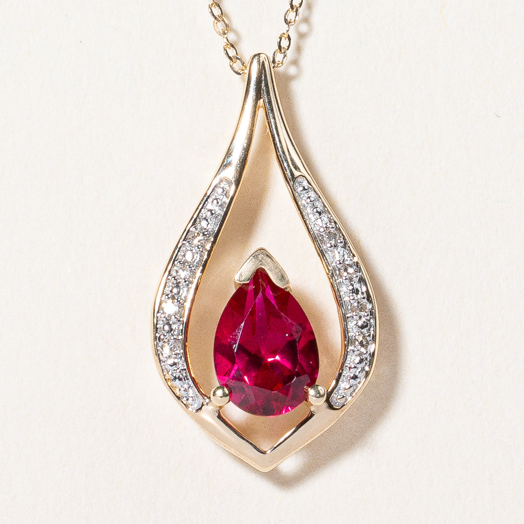 Collier pendentif en rubis synthétique et diamant naturel | 0,70 ct, 0,04 ct au total | 45,7 cm (18 po) |