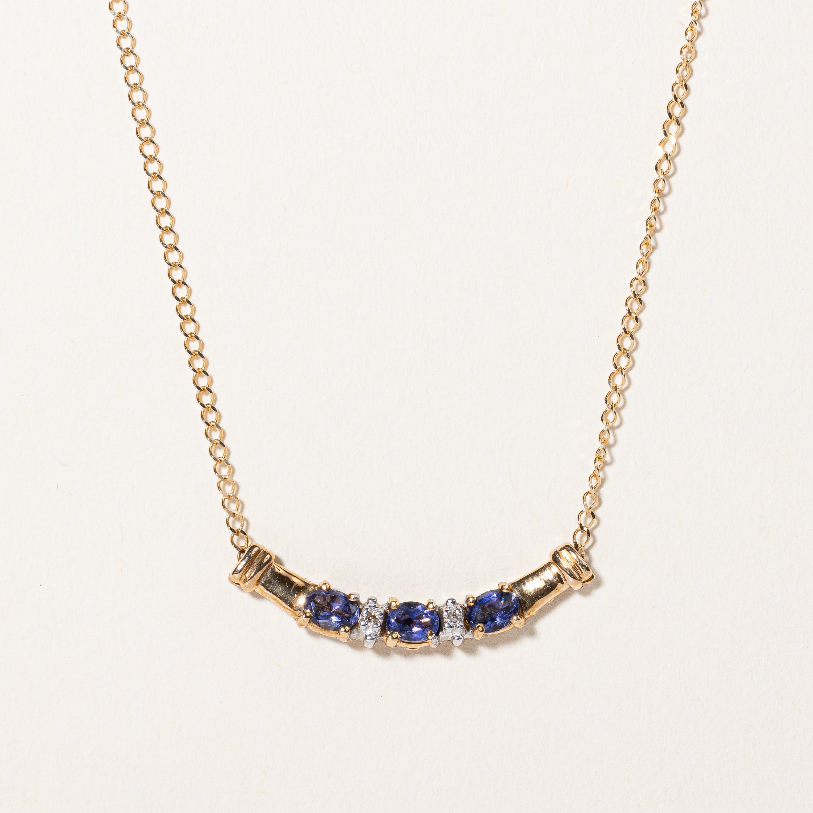 Sapphire & Diamond Scoop Pendant Necklace | 0.60ctw, 0.01ctw | 16" |