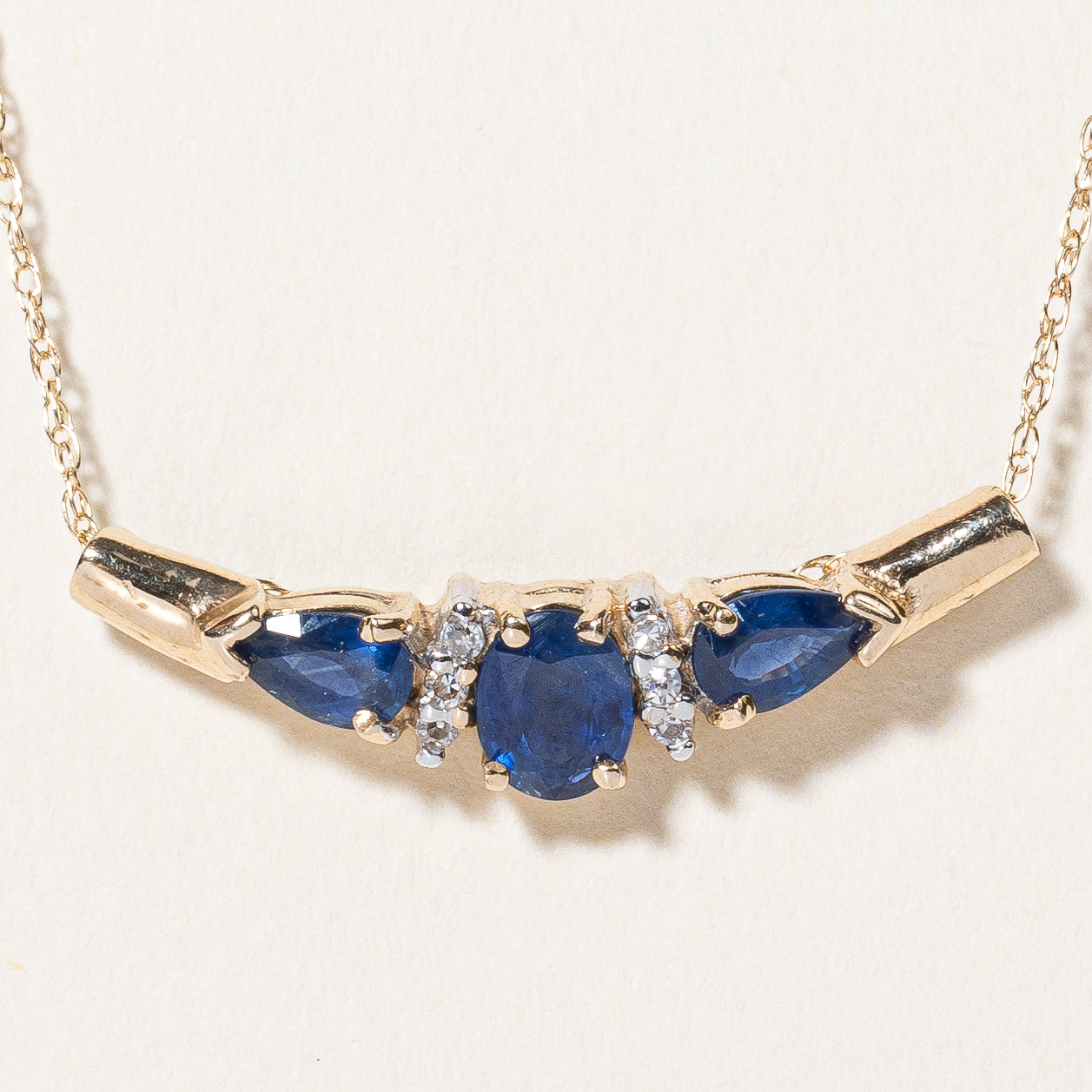 Sapphire & Diamond Pendant Necklace | 0.75ctw, 0.024ctw | 18" |