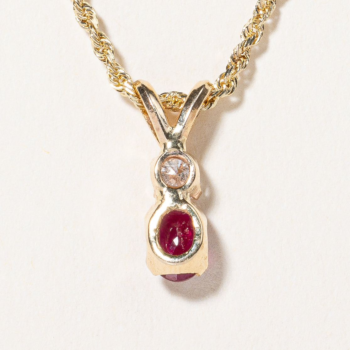 Ruby & Diamond Pendant Necklace | 0.30ct, 0.15ct | 18" |