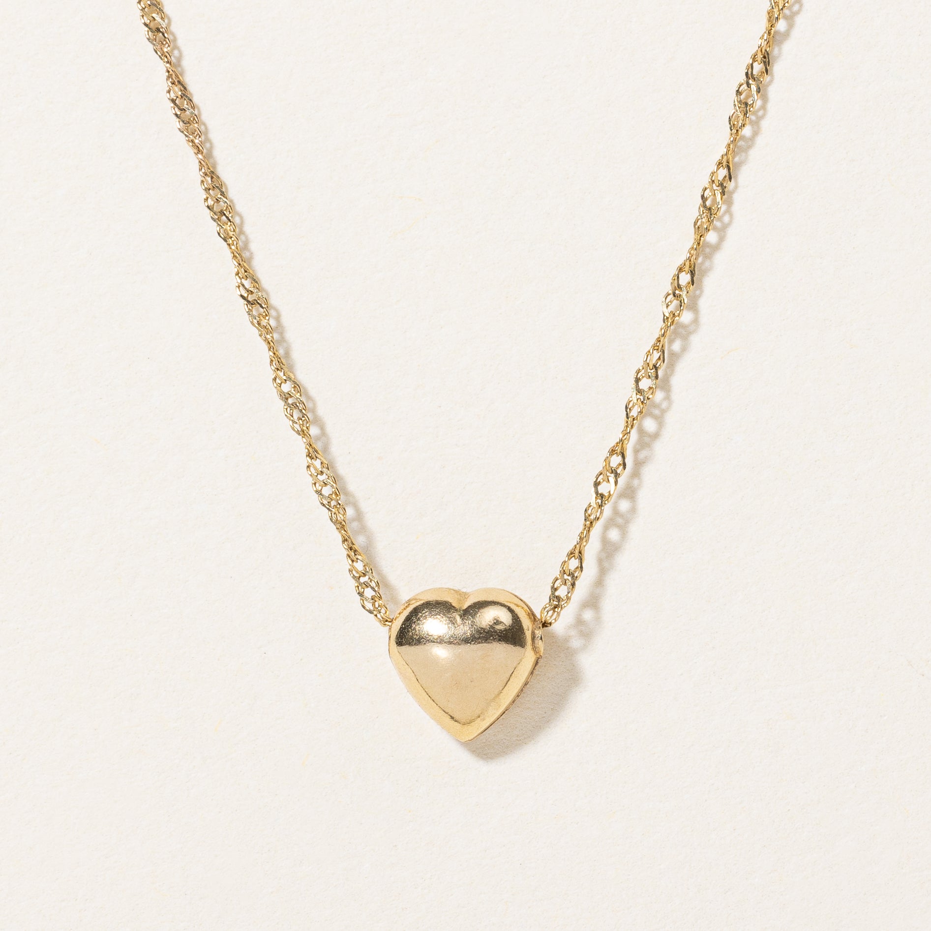 10k Yellow Gold Heart Pendant & Necklace | 16" |