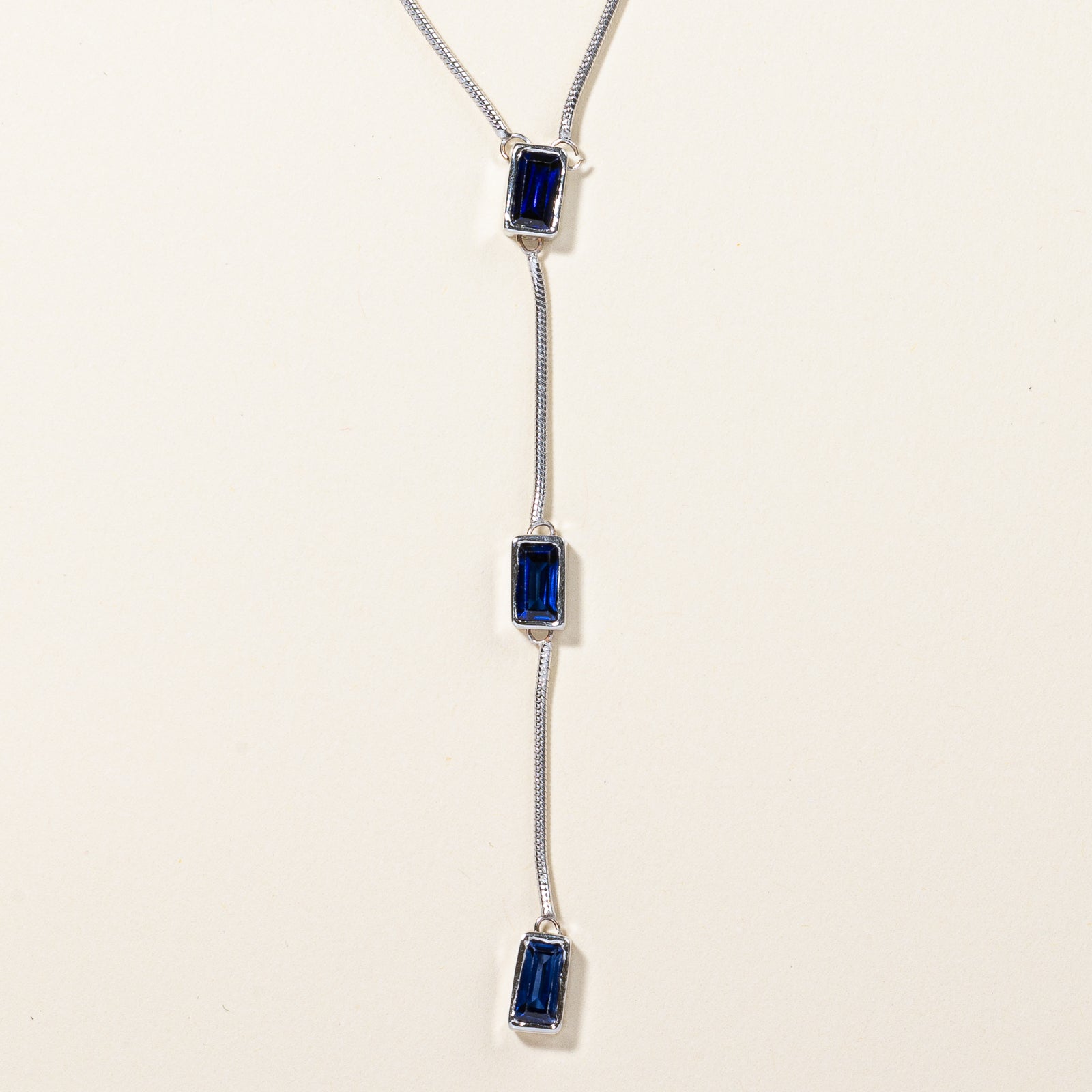 Synthetic Sapphire Drop Necklace | 6.60ctw | 16" |