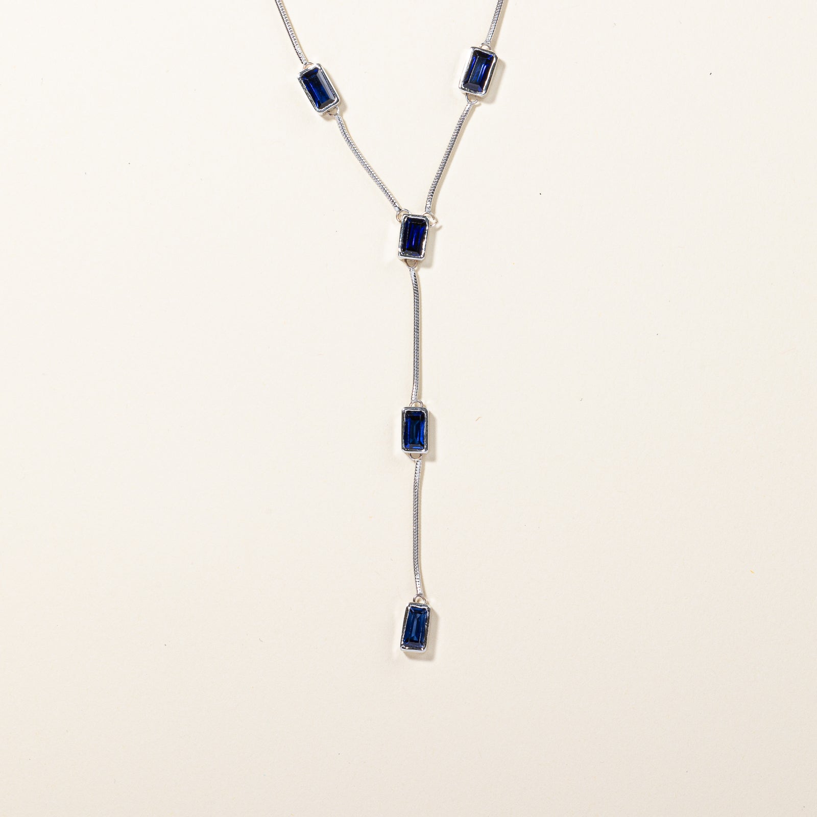 Synthetic Sapphire Drop Necklace | 6.60ctw | 16" |