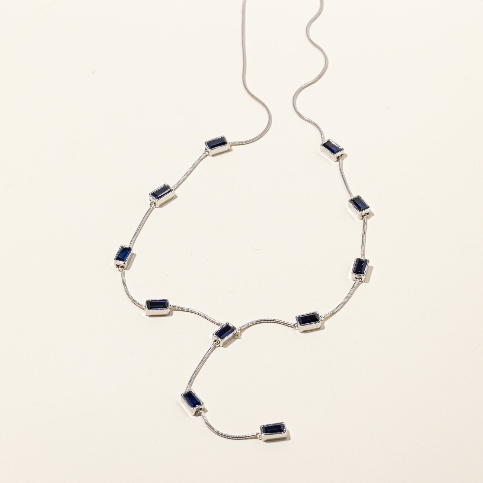 Synthetic Sapphire Drop Necklace | 6.60ctw | 16" |