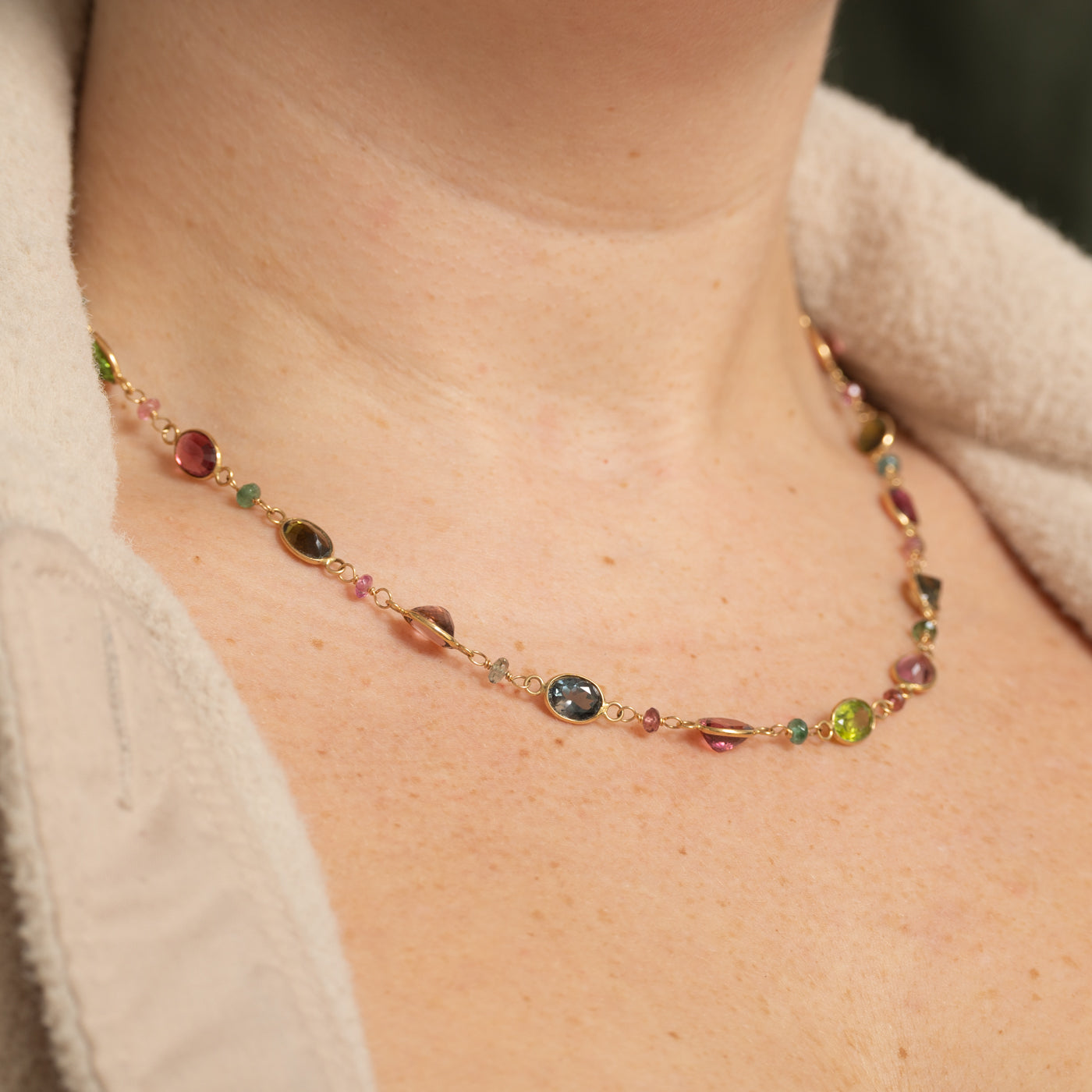 Bezel Set Tourmaline Necklace | 27.60ctw | 18.5"