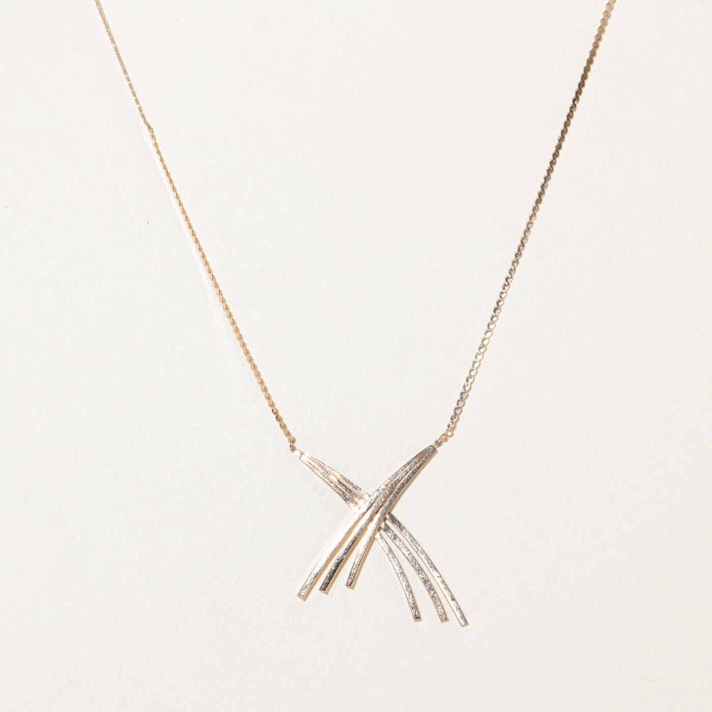 10k Yellow Gold "X" Swoosh Pendant Necklace | 13"