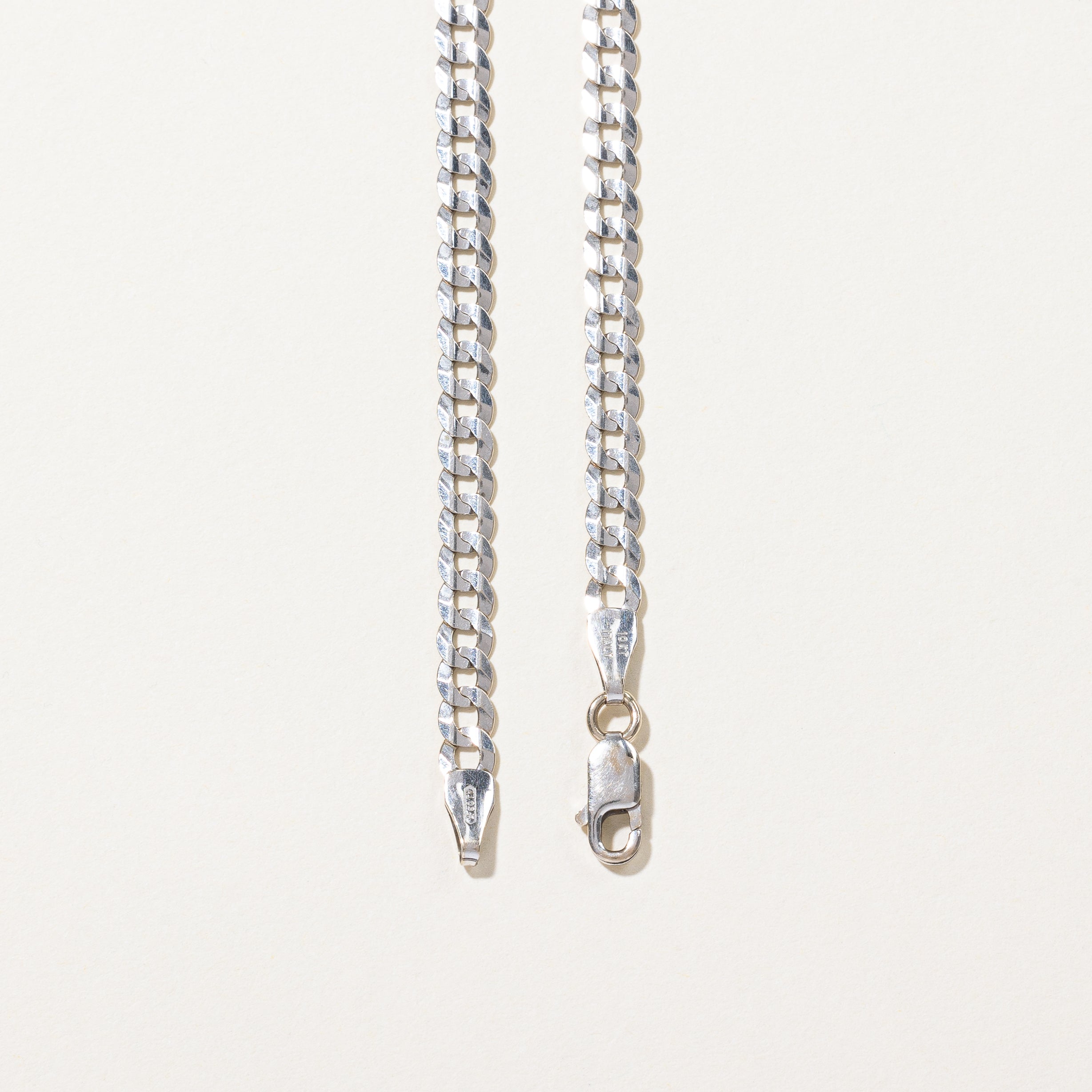 Italian White Gold Curb Link Chain | 22"|