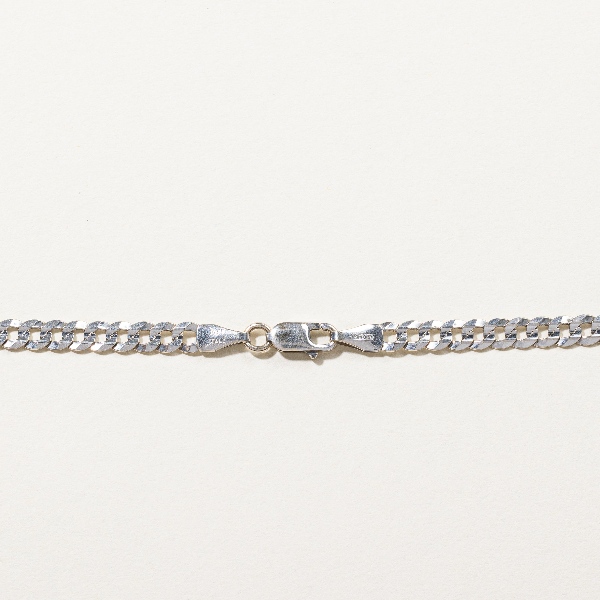 Italian White Gold Curb Link Chain | 22"|