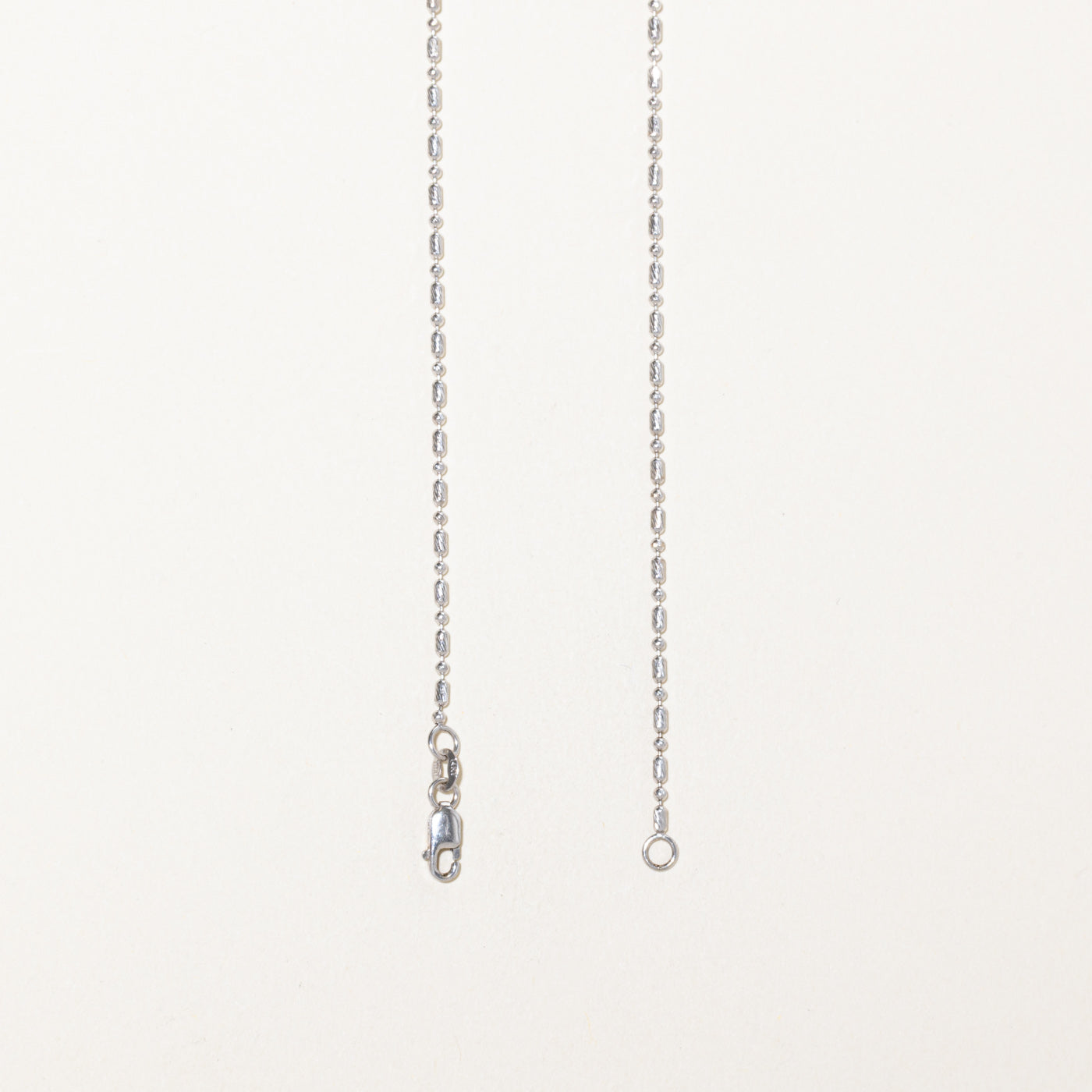 14k White Gold Textured Beaded Chain | 18"