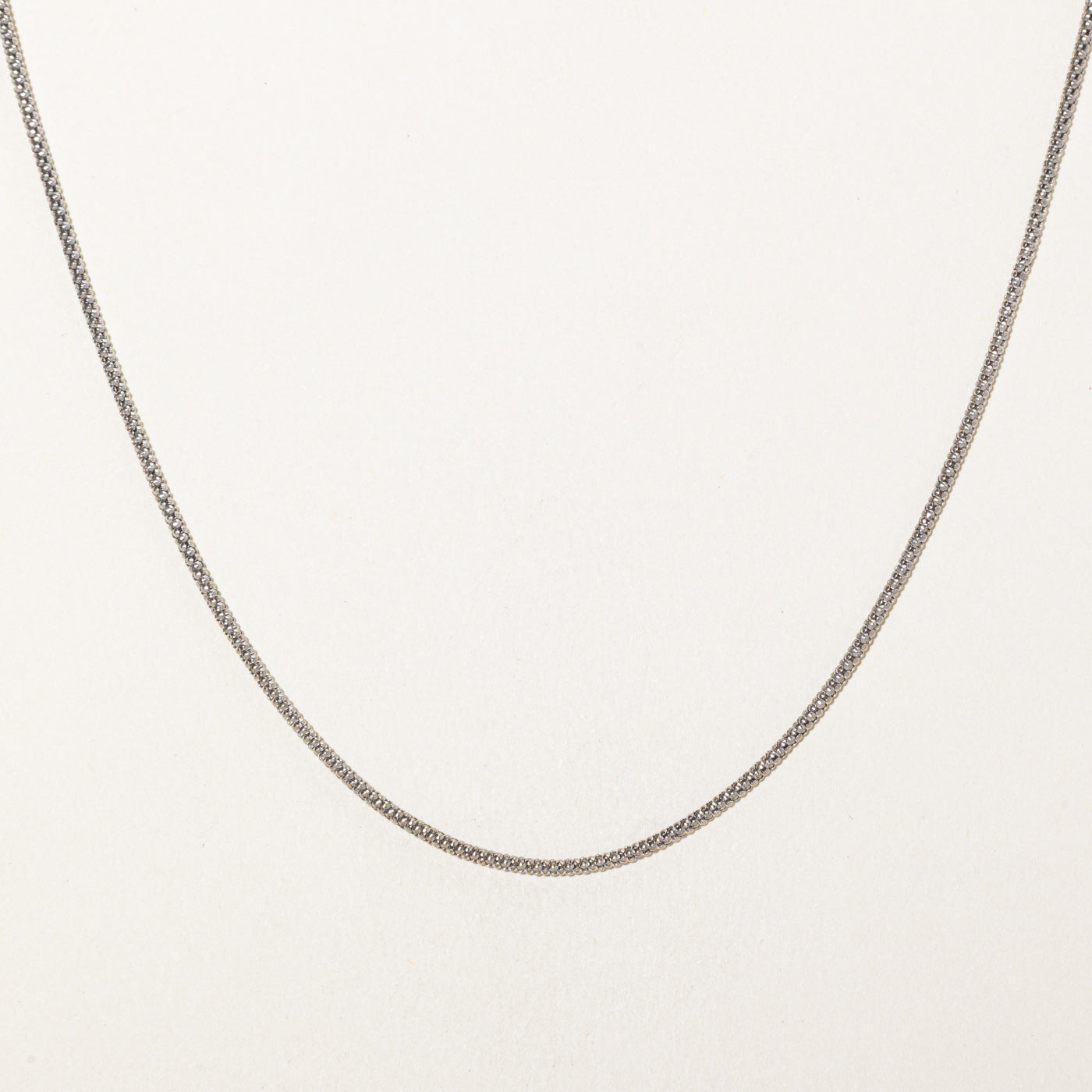 18k White Gold Popcorn Chain | 17"
