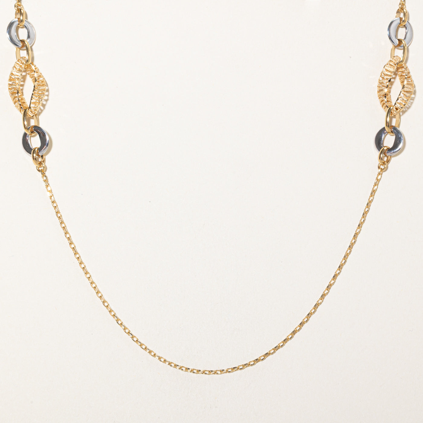 18k Two Tone Gold Textured Satellite Layering Necklace | 38"