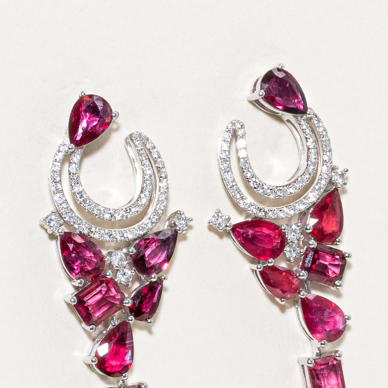 6ctw+ Unheated Ruby & Diamond Cluster Drop Earrings | 6.25ctw | 0.64ctw |