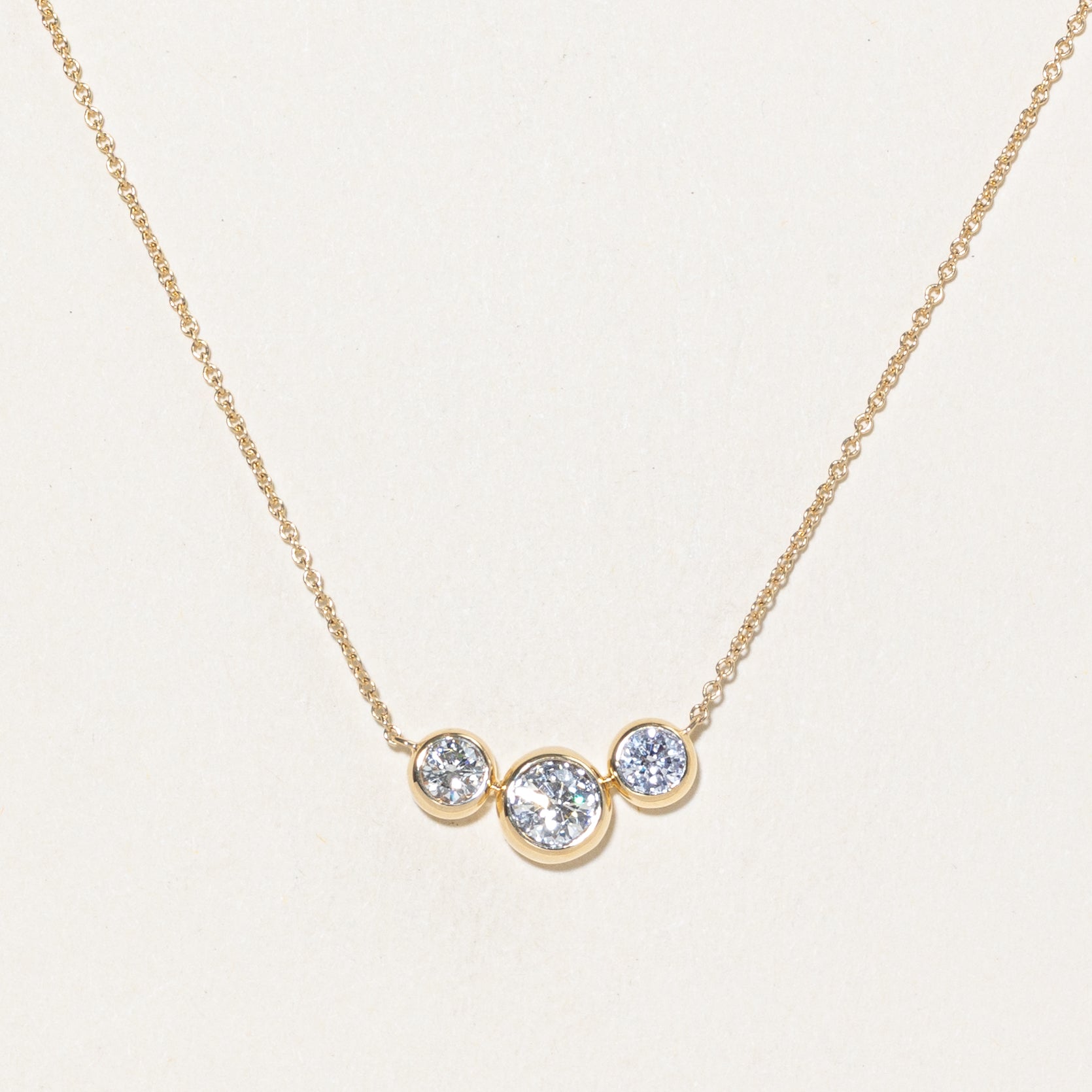 '100 Ways' Three Stone Diamond Cable Link Fixed Pendant Necklace | 0.35ct | 17"