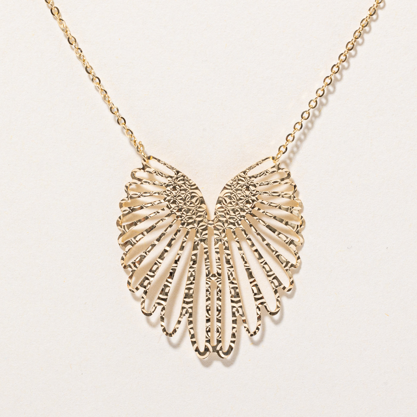 18k Yellow Gold Wings Pendant Necklace | 16" |