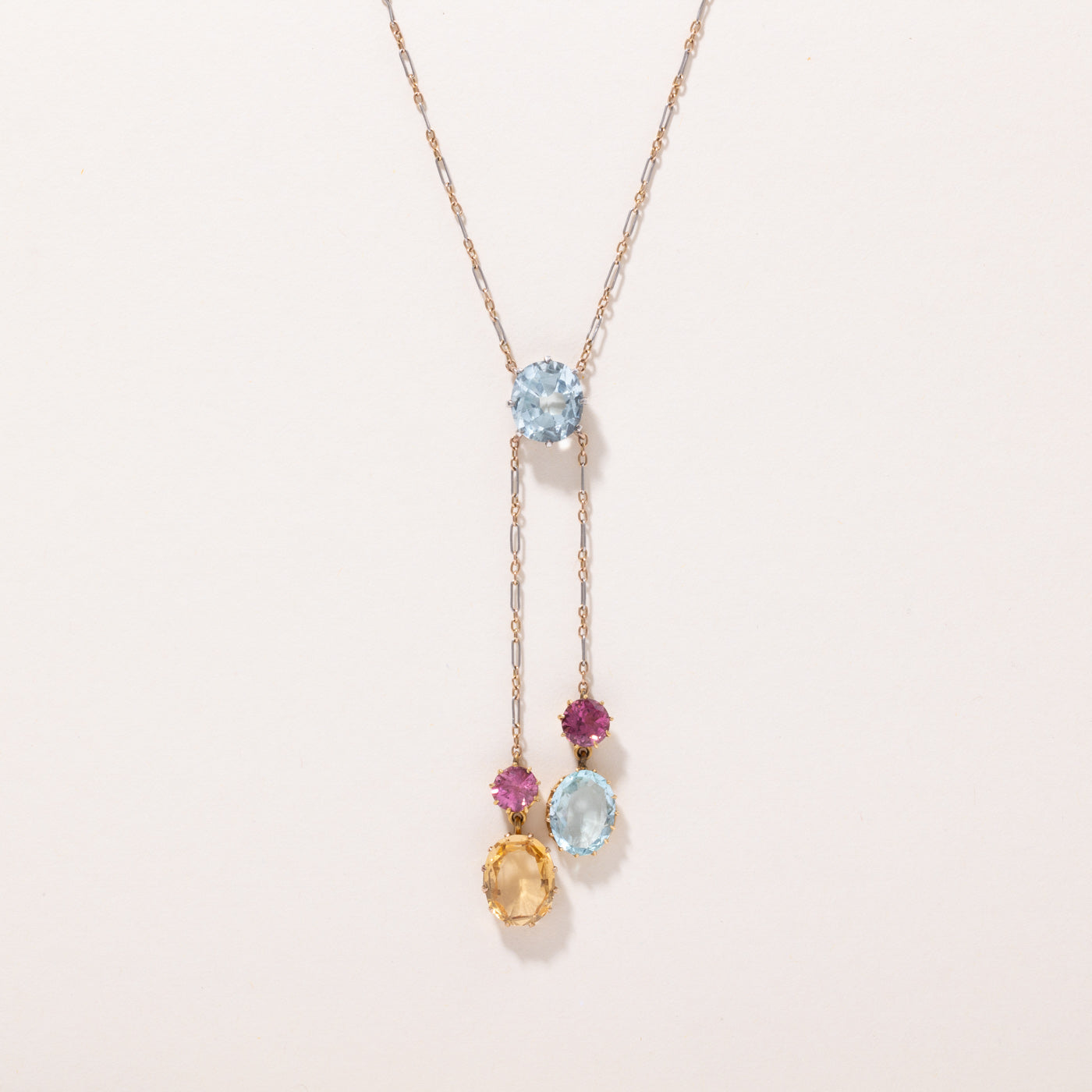Antique Multi-Gemstone Negligee Necklace | 7.00ctw | 16" |